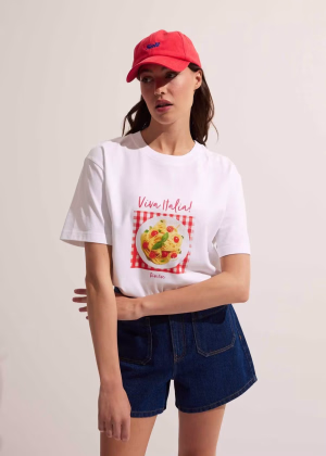 Damski T-shirt bawełniany z nadrukiem