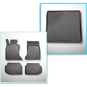 Bagagerumsmåtte og bilmåttesæt TPE skræddersyet til: BMW 5-serie F11 Touring (06.2010-2013) - X-drive; Afstand mellem forsædernes styreskinner (bag)