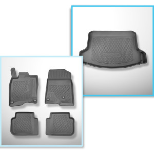 Bagagerumsmåtte og bilmåttesæt TPE PREMIUM skræddersyet til: Honda Civic XI Hybrid e:HEV Hatchback (10.2022-....) - Med / uden subwoofer; mulighed fo