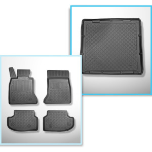 Bagagerumsmåtte og bilmåttesæt TPE skræddersyet til: BMW 5-serie F11 Touring (2013-04.2017) - uden X-drive; Afstand mellem forsædernes styreskinner (