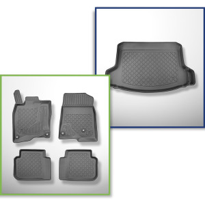 Bagagerumsmåtte og bilmåttesæt TPE skræddersyet til: Honda Civic XI Hybrid e:HEV Hatchback (10.2022-....) - Med / uden subwoofer; mulighed for at afs