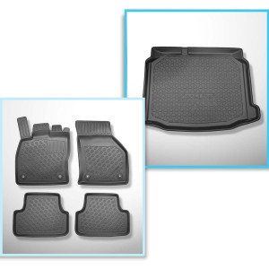 Bagagerumsmåtte og bilmåttesæt TPE PREMIUM skræddersyet til: Seat Leon III 5F Hatchback (11.2012-02.2020) - nederste bagagerum; uden dobbelt gulv i b