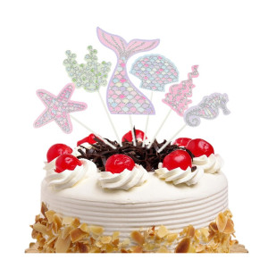 Toppery brokatowe na tort Syrenka Ariel 6szt 7007