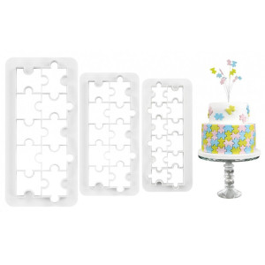 Wykrawcze foremki do masy cukrowej puzzle 3szt
