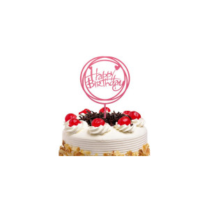 Topper okrągły Happy Birthday RÓŻOWY akrylowy