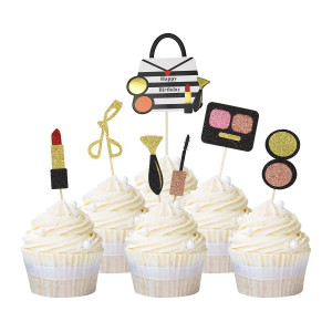 Toppery na tort brokatowe MAKEUP 7szt SB