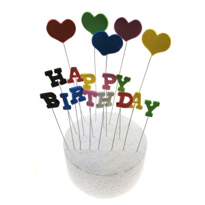 Toppery na Tort Serduszka - Happy Birthday Multi