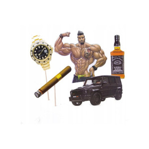 Toppery na tort Macho Happy Birthday 5szt 7848