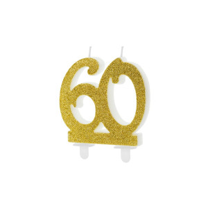 Świeczka Urodzinowa Brokatowa Złota "60' SCU5-60-019