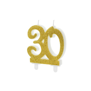 Świeczka Urodzinowa Brokatowa Złota "30'