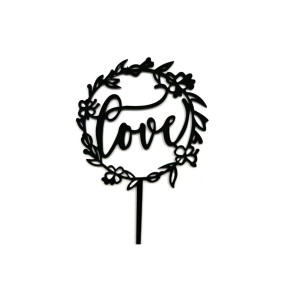 Topper na tort LOVE CZARNY akrylowy