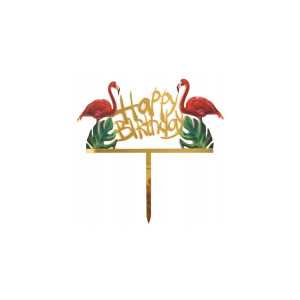 Topper Happy Birthday akrylowy FLAMING