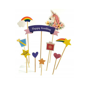 Toppery na tort Jednorożec Rainbow 10szt 7996
