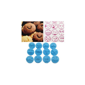 Foremki stempelki z wykrawaczem EMOTKI SMILEY 12szt