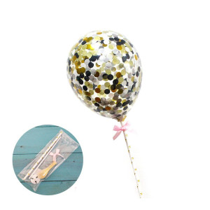 Balon z confetti na tort CZARNY topper Sweet Baking