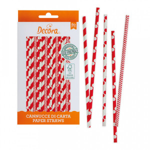Słomki papierowe cake pops MERRY CHRISTMAS 80szt