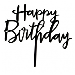 Topper akrylowy na tort Happy Birthday Czarny 1550