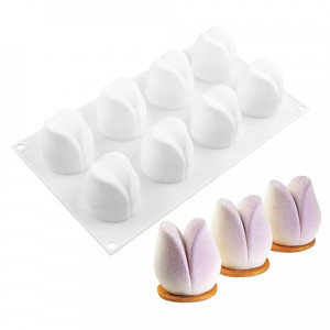 Forma silikonowa do ciastek Tulipan 3D 8 gniazd