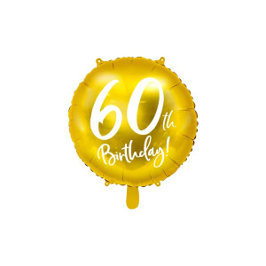 Balon foliowy złoty okrągły "60th" 45cm PD