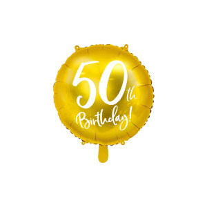 Balon foliowy złoty okrągły "50th" 45cm PD