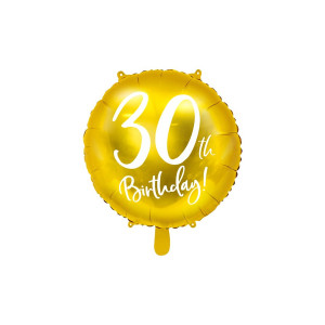 Balon foliowy złoty okrągły "30th" 45cm PD