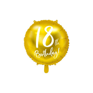 Balon foliowy złoty okrągły "18th" 45cm PD