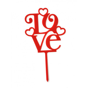 Akrylowy topper na tort LOVE CZERWONY 1540