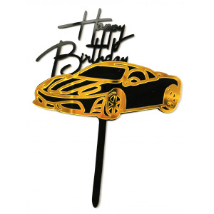 Akrylowy topper na tort HAPPY BIRTHDAY AUTO 1550