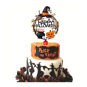 Topper na tort akrylowy Happy Halloween Wood 9175