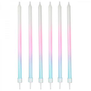 Świeczki urodzinowe OMBRE 6 sztuk  dł.12cm DS3585