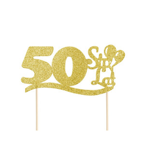 Brokatowy Topper na tort "50" Sto Lat PP512120