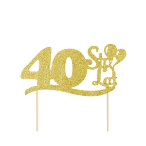 Brokatowy Topper na tort "40" Sto Lat PP512119