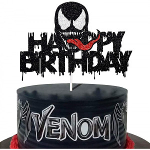 Topper brokatowy na tort Happy Birthday Venom 10197