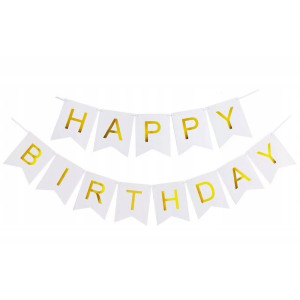 Girlanda papierowa flagi białe Happy Birthday Amigo