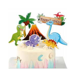 Topper papierowy na tort Dinozaury 7szt 9114