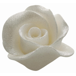 Kwiat na tort Róża cukrowa Perłowa 6cm 12391
