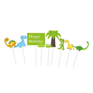 Toppery na tort DINOZAURY HAPPY BIRTHDAY 9szt 2110