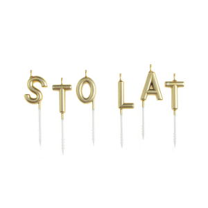 Świeczki urodzinowe "Sto Lat" Złote 6sztuk PP420093