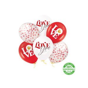 Balony biodegradowalne Serduszka Love 6szt PP132302