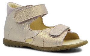 Sandały Buty Emel e 2431d-6 Dziewczęce Sandały na Rzepy - Metaliczny Kolor