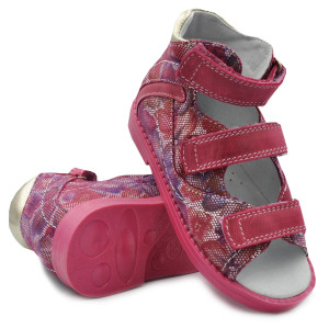 Sandały Buty Mido 800 Dziewczęce Sandały na Rzepy kwiaty-róż