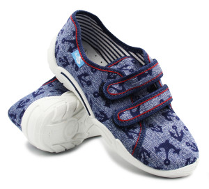 Kapcie na rzepy do szkoły przedszkola dla chłopca Renbut 33-374ls-0717 Kotwice