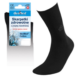 Skarpety Bawełniane Bezuciskowe Zdrowotne Czarne DeoMed Cotton Silver