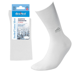 Białe Skarpety Bezuciskowe DeoMed Cotton Silver