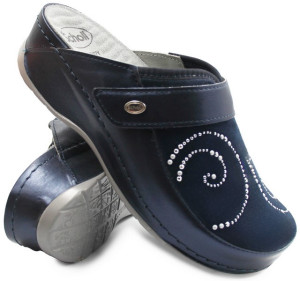 Klapki damskie na koturnie Scholl Gemini Strap mf308871040 Navy Blue