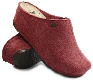 Domowe klapki na koturnie czerwone Scholl Iverness Wedge med mf308981609 Rose