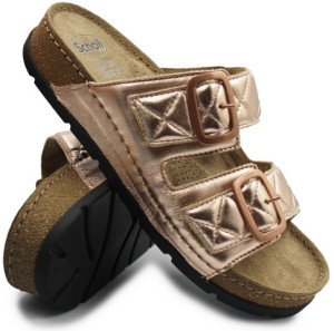 Metaliczne Klapki Damskie na Lato Scholl Bora 2 straps med MF312661853
