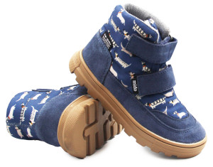 Ocieplane Buty Dla Chłopca Na Jesień Membrana w Pieski Mido 22-41 Doggy Blue