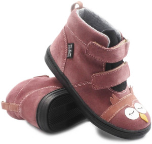 Buty dla dziewczynki ocieplane MIDO Sowa Nubuk Rzepy 22-20 Róż