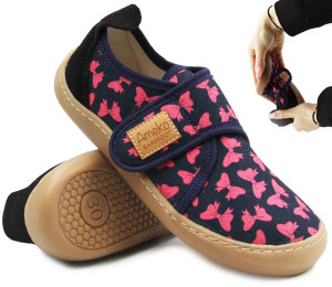 Ameko Kapcie Dla Dziewczynki Do Szkoły i Przedszkola Barefoot Ameko Piko Kokardki